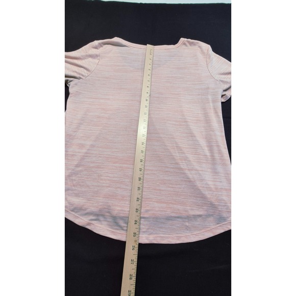 Nike women's heathered pink‎ workout athletic top v-neck black swoosh sz. XL - Picture 6 of 9